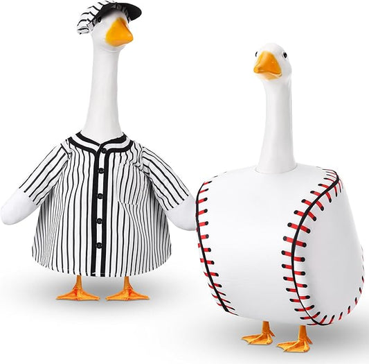 Abbylike 2 Set Baseball Goose Outfit Baseball Costume Lawn Porch Game Day Clothes for 23" Goose Outdoor Patio Yard Lawn Art Ball Celebrations Decor