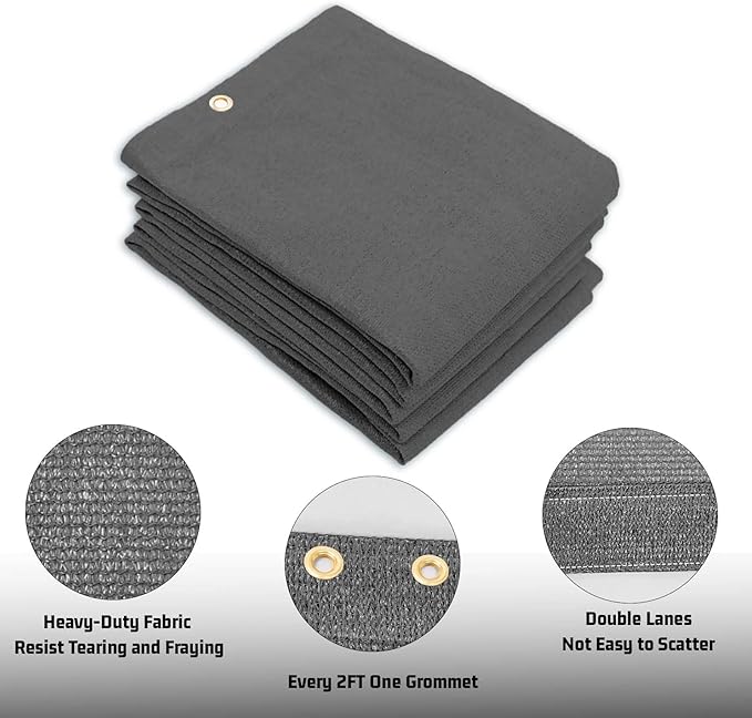 SUNNY GUARD Shade Cloth Custom Size 9x13 FT Sun Shade Screen Fabric Shade Cover Tarp with Grommets for Pergola Backyard Garden, Dark Grey(We Customized)