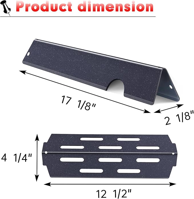 Grill Flavorizer Bars for Weber Genesis II E-410, S-410, LX E-440, S-440, Weber Genesis 2 66041, 66033, 66796, Heat Deflectors BBQ Gas Grill Replacement Parts, 17” Porcelain Steel Flavor Bars