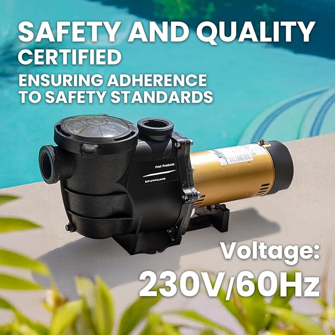 XtremepowerUS 2HP In-Ground Swimming Pool Pump Variable Speed 2" Inlet 230V High Flo w/ Slip-On Fitting
