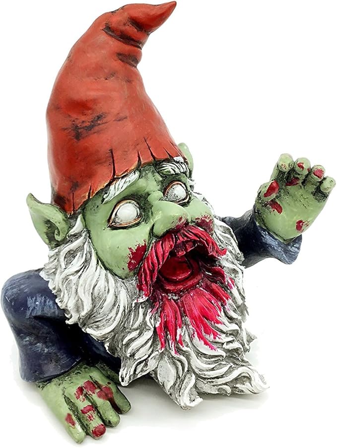 G150028 Zombie Gnome Garden Statue Sculpture, Scary Gnome, Halloween Decoration
