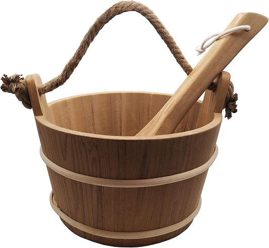 HSE Cedar Large Sauna Bucket & Ladle (6L, Red Cedar)