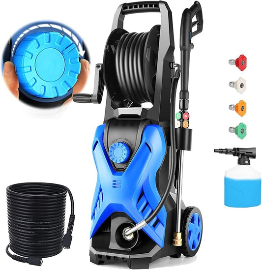 5000PSI Pressure Cleaner Power Cleaner with 33FT Hose, 4 Nozzle and 500ML Foam Cannon, Cleaner Machine for Home, Car Washing, Fence Cleaning, Patio