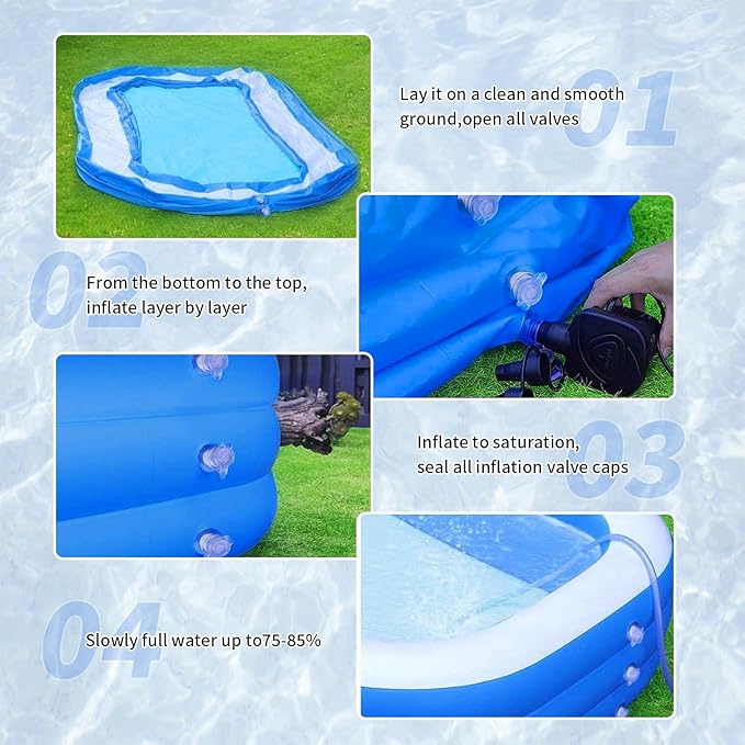 Inflatable Swimming Pool, Blow up Pools, Above Ground Swimming Pool for Family, 103 x 69 x 24 inch Full-Sized Inflatable Pool for Kids for Outdoors, Backyard