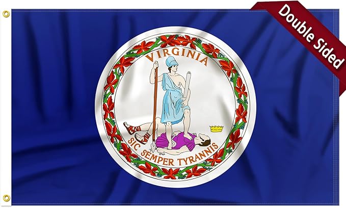 FLAGWIN Virginia Flag 3x5 FT - 3 Ply Double Sided Polyester Virginia State Flag with Brass Grommets - Vivid Color and Fade Proof State of Virginia Flags 3x5 Outdoor