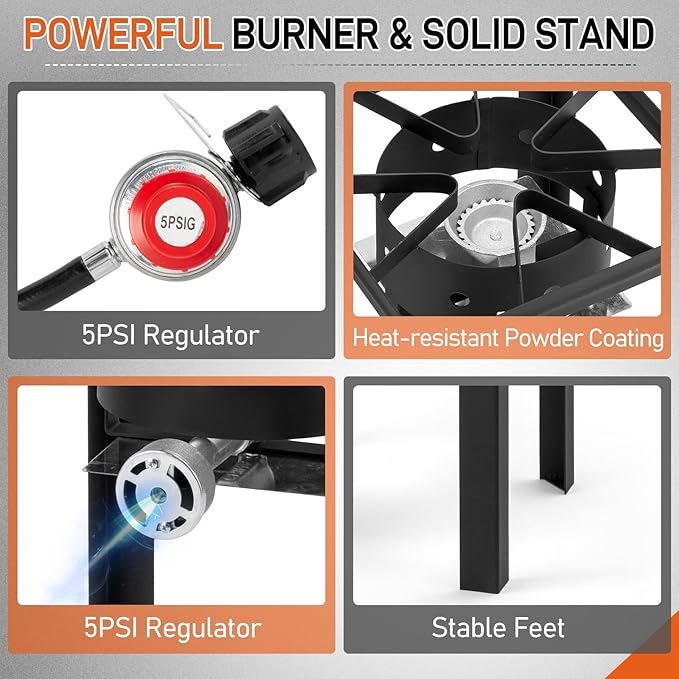 Outvita 30QT Turkey Fryer & 10QT Fish Fryer Kit w/ 55,000BTU Propane Stove, Aluminum Outdoor Deep Fryer & Seafood Boiler Steamer Gas Boiler, Gifts for Christmas Thanksgiving Day