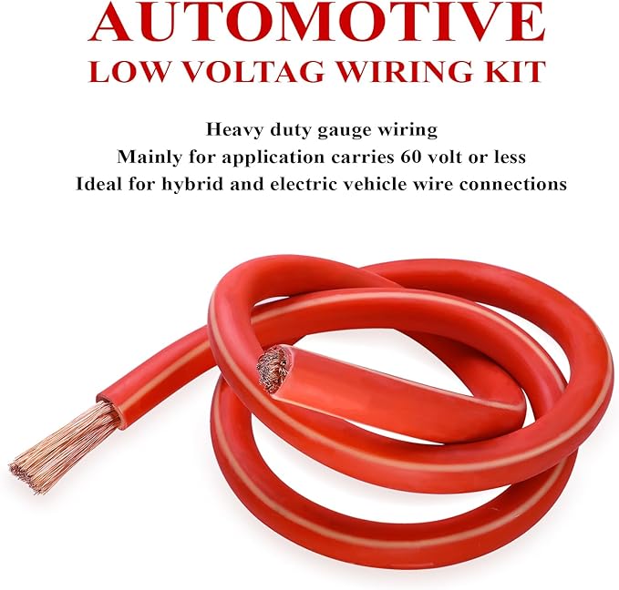 2 Gauge Battery Welding Cable (Red, 5 Feet) - Copper Clad Aluminum Power Wire with SC Cable Lug Ends in M8 & M10 Lugs for Car, Camper, RV, Solar Low Voltage Wiring