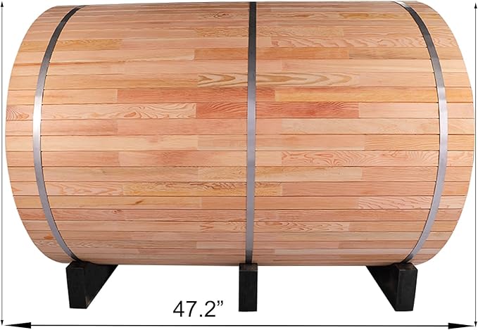 ZONEMEL Outdoor Barrel Steam Sauna, Canadian Red Cedar Sauna Room for 2 Person with 4.5KW ETL Certified TOULE Heater, Rocks, 8mm Tempered Glass, Waterproof System