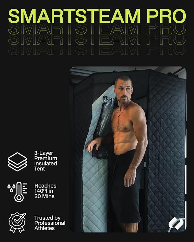 SAUNABOX SmartSteam Kit Pro | Personal Steam Sauna for Home Use | Portable Sauna Tent with Chair, Mat & Case | Full-Body Steam Therapy for Relaxation, Detox & Recovery