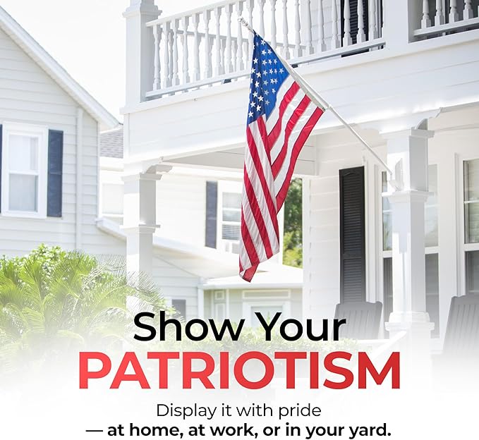 American Flag for Outside Heavy-Duty US Flag with Embroidered Stars Reinforced Material USA Flag Built for Outdoors Sewn Stripes UV Protection Brass Grommets (3x5 ft)