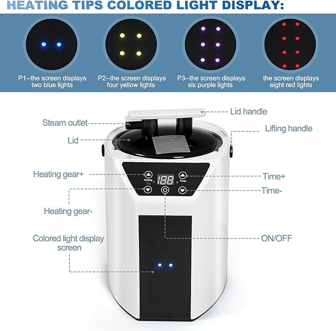 SaunaResearcher 3L Large Capacity Home Sauna Steamer, Portable Sauna Steamer, Sauna Steamer Machine, Lightweight Stainless Steel Pot with Timer & Gear Display for Relaxation, with Remote Control