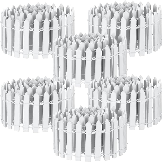 Kigley 6 Pcs 40 Inch Fairy Fence Wood Miniature Garden Picket Fence Decorations for DIY Plant Pot House Home Dollhouse Outdoor Diorama Project(White)
