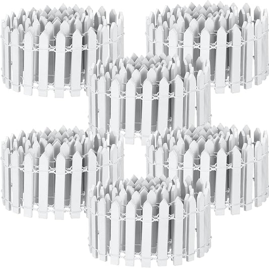 Kigley 6 Pcs 40 Inch Fairy Fence Wood Miniature Garden Picket Fence Decorations for DIY Plant Pot House Home Dollhouse Outdoor Diorama Project(White)