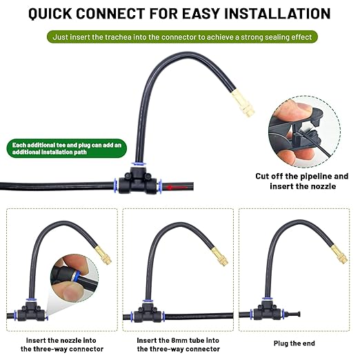 360° Adjustable Drip Irrigation System - 66FT Garden Watering System with 22 Nozzles, Garden Irrigation System, Greenhouse Accessories, Atomizing System for Yard, Lawn, Plants, 5/16 inch Hose