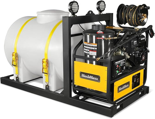 4000PSI 4GPM ZONSEN 459cc 15 HP E-Start Gas Engine Hot Water Pressure Washer Skid Mounted with 245 Gal Tank, Model HPW40DBT