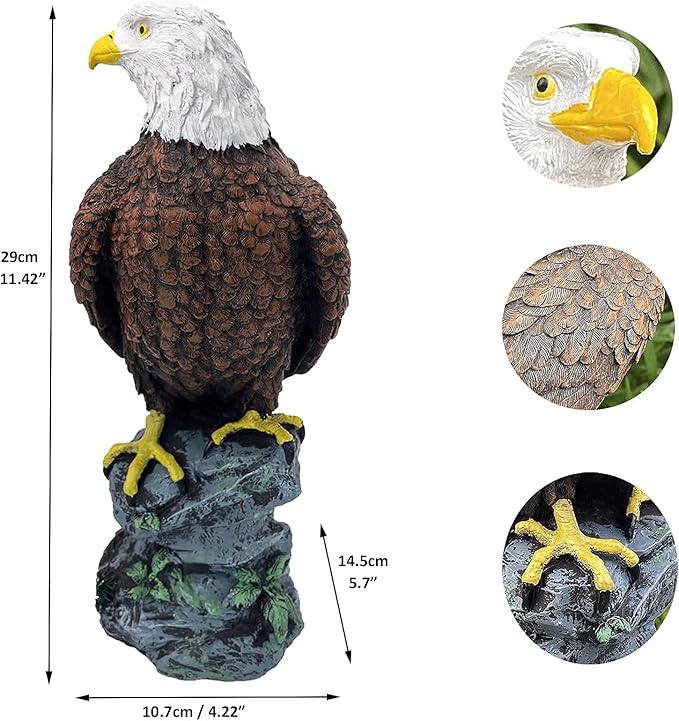 Garden Decor Sculptures Statues Outdoor, Stunning Bald Eagle Stand on Stone Christmas Animal Figurine Decorations for Lawn Yard, Home Patio Decor Gardening Gifts for Porch