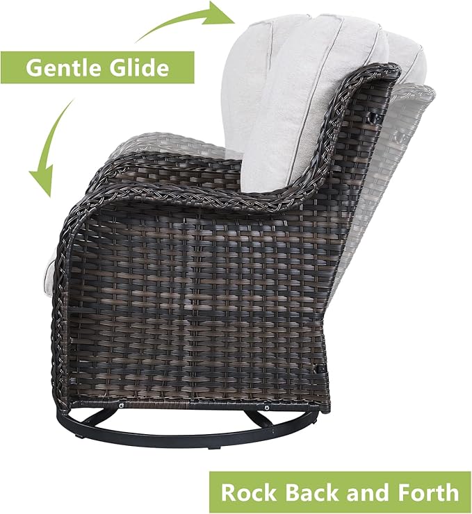Rilyson 6 Piece Outdoor Patio Furniture Set - Rattan Wicker Patio Conversation Sets with 2 Swivel Rocker Chairs,2 Ottomans,1 Loveseat and 1 Coffee Table for Outside Porch Deck Backyard(Brown/Beige)