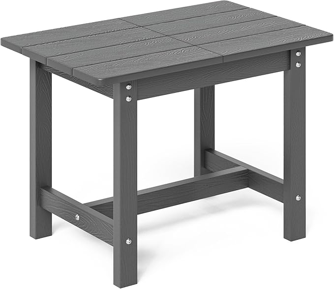 LUE BONA Outdoor Side Table, HDPS Large Size Outdoor Table, Adirondack Side Table, Outside End Table for Patio, Porch,Beach, Garden, Weather Resistant/Easy Maintenance, Dark Gray