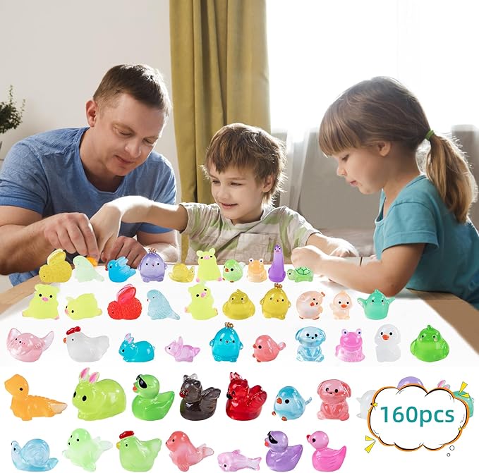 160 Styles Mini Resin Animals 160pcs Variety Tiny Animals Figures Miniature Little Small Figurines Bulk for Micro Fairy Garden Landscape Accessories Hide Decor Aquarium