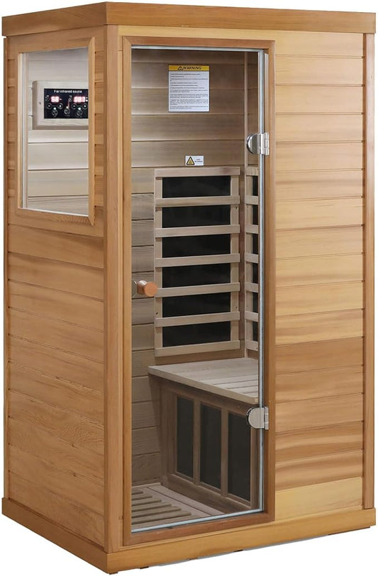 Saunas 909Mini Far Infrared Sauna, Indoor Dry Sauna (Red Cedar, 1 Person Mini Size Left Door)