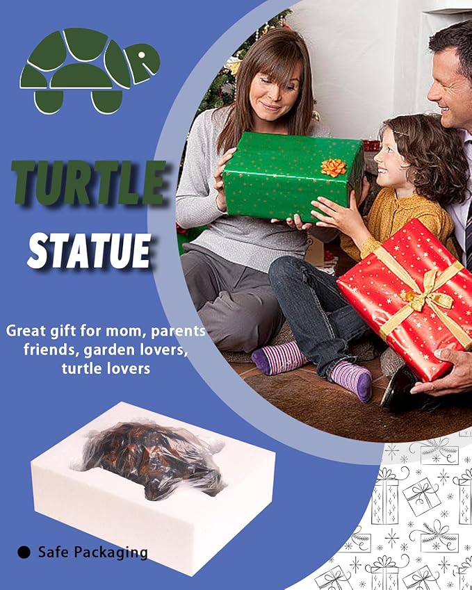 Turtle Statue, Resin Garden Sculpture Indoor/Outdoor Yard Lawn Ornament,Home Decor (Medium)