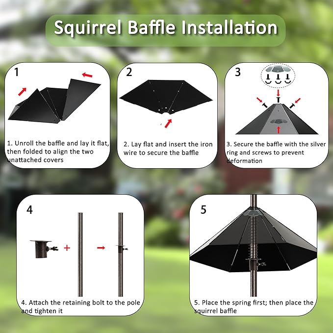 Widened 19" Metal Squirrel Baffle for Bird Feeder Poles - Outside Baffle Guard, Weatherproof Outdoor Squirrel Proof Protector with Matte Black Finish (1 Pack)