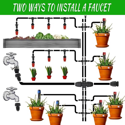 226 Ft Drip Irrigation System Watering System for Outdoor Plants, Greenhouse Sprinkler System Kits, Garden Raised Bed Irrigation Drip Irrigation Kits with 1/2 in,1/4 in Hose