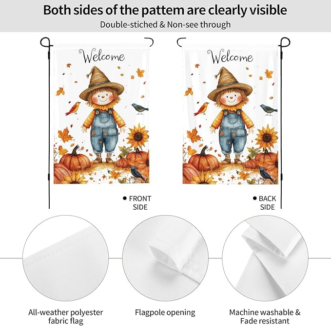 Fall Sunflower Garden Flag Vertical Double Sided Outdoor Yard Flags 12.5x18 Inch Burlap Banners Vertical Double Sided for Outdoor Decor Lawn