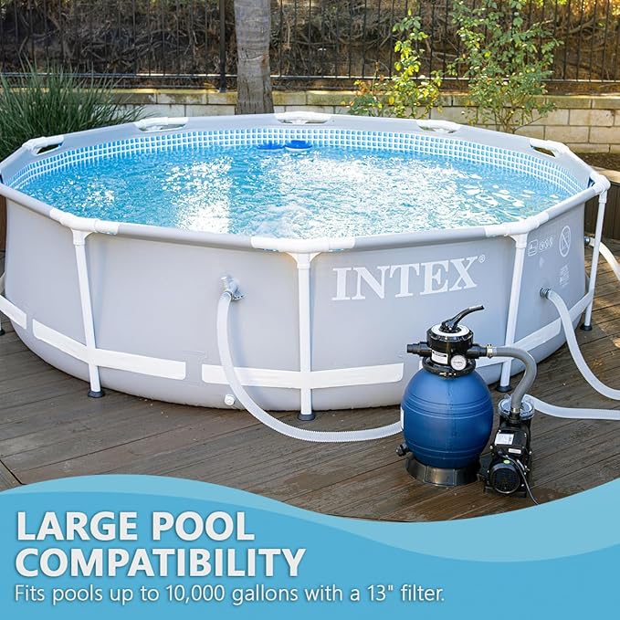 XtremepowerUS High-Flo Sand Filter Pump System 13" Filter Tank 10,000 Gal Above Ground Pool 3/4HP Pool Pump 2400GPH Flow