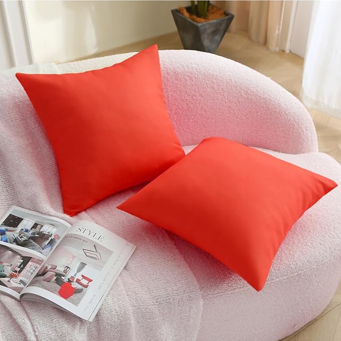 18" x 18" Throw Pillows, Outdoor Waterproof Pillows with Inserts, Square Decorative Pillows for Patio Furniture Garden Couch Sofa Home(Red, Set of 4)