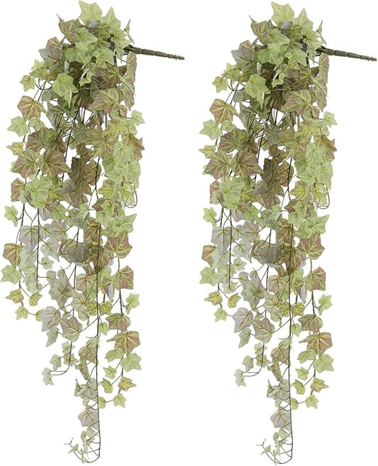 RECUTMS Fake Ivy Vine Hanging Plants Artificial Greenery Plastic Leaves Garland for House Room Bathroom Farmhouse Garden Bar Wall Decor Pack of 2 39.4’’