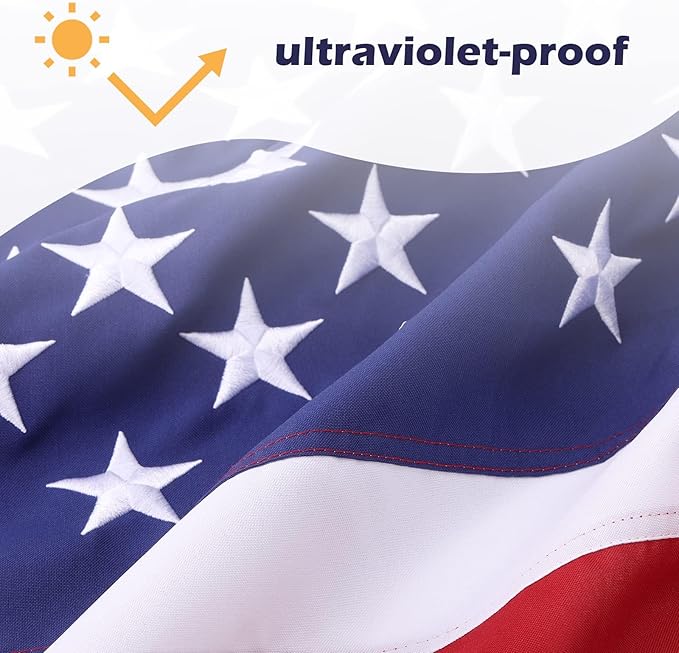 American Flag 5x8 Ft Deluxe Water Resistant Series Made From Heavy Duty Super Tough Spun Polyester/Embroidered Stars/Sewn Stripes/Brass Grommets,US/USA Flags Perfect for Outside