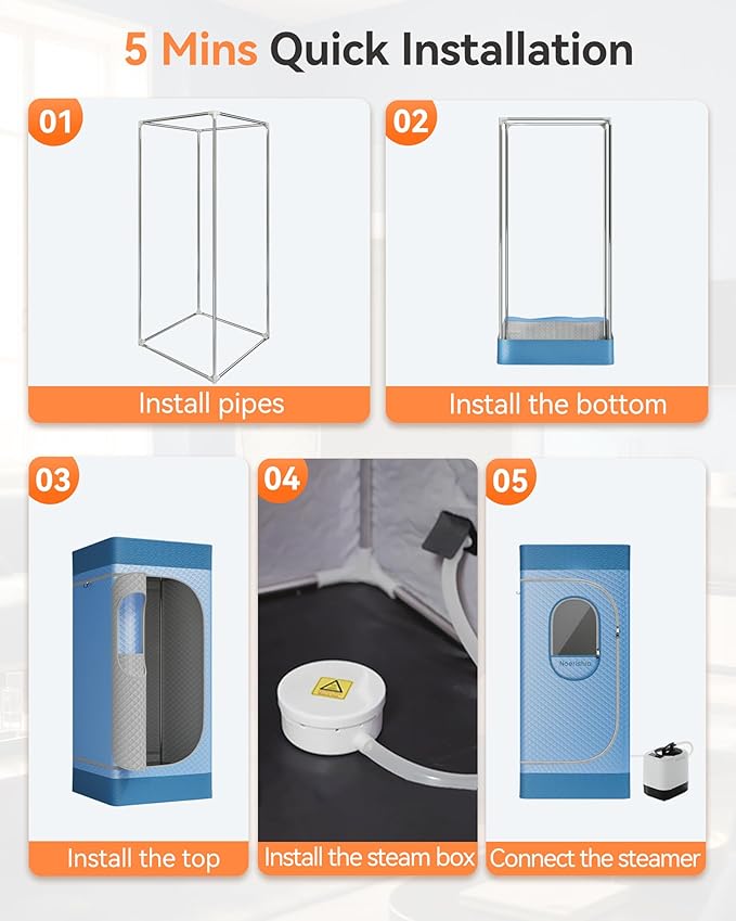 Sauna Box, Upgraded Portable Sauna for Home 5-Layer Waterproof, 3L 1200W Steamer, 9 Levels, Dual YKK Zippers, Big Folding Chair, 99 Mins Timer, Remote Control, Steam Sauna Room Personal Saunas Tent