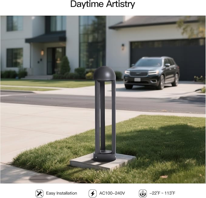 Pathway Lights, 23.6" AC 100-240V Wired Bollard Lights Outdoor, IP65 Waterproof Path Light, 3000K LED Bollard Light, Modern Commercial Landscape Lighting for Driveway Walkway Sidewalk Garden Lawn