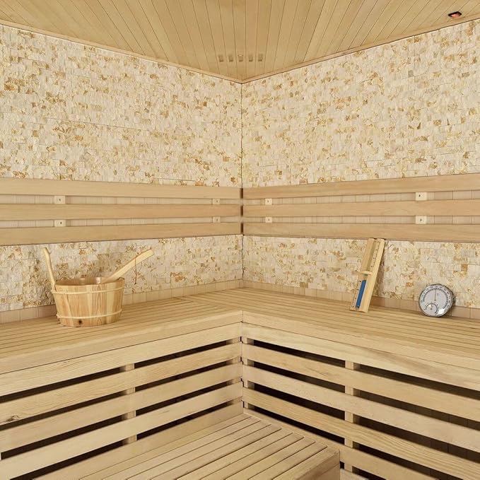 Customize Indoor Steam Sauna, 4-8 Person, Pentagon Design with Electric Sauna Heater, Canadian Hemlock/Red Cedar, WiFi Control Option, Double Level Bench, 8 mm Tempered Glass, 7-Color Lights, 220V