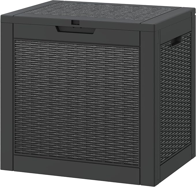 Outdoor Storage Box, 31 Gallon Deck Box, Large Resin Storage Cabinet for Gardening Tools, Patio Pillow, Lockable, Waterproof and UV Resistant