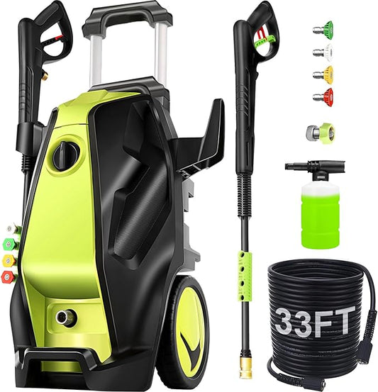5000PSI Electric Pressure Washer with 33FT Hose 4.0GPM Power Washers Electric Powered Professional High Pressure Cleaner Machine, Foam Cannon, 4 Tips, powerwashers for Home Cars, Green