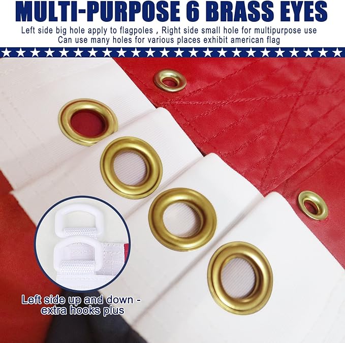 American Flag 8x12 Ft, Six Brass Grommets Multipurpose US Flag, Embroidered Stars, Sewn Stripes, Outdoor Heavy Duty Durable USA Flags, Hanging Indoor/Bedroom/Room/Wall American Flag