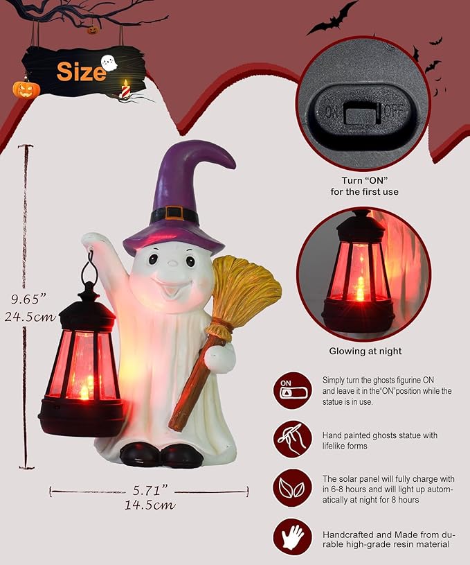 Qeeman Ghost Statues for Garden Decor : Halloween Waterproof Outdoor Decorations Yard Art Resin Figurines for Patio Balcony Porch Lawn Ornaments