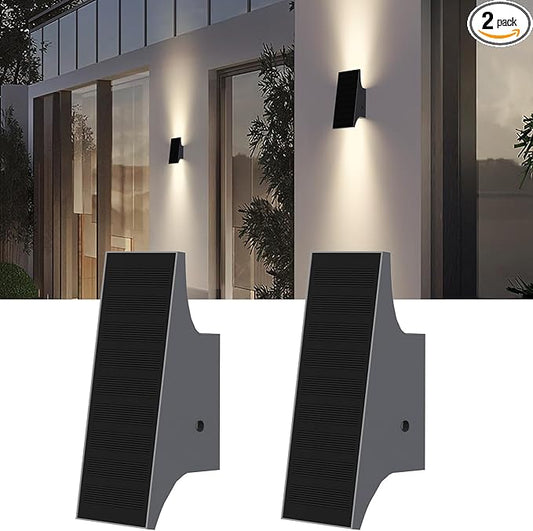 Solar Sconce Lights Outdoor, Dimmable Solar Wall Lights Up and Down, 3000K 700LM Solars Lights Outdoor IP65 Waterproof for Yard Fence Patio Garage Porch, 2pcs