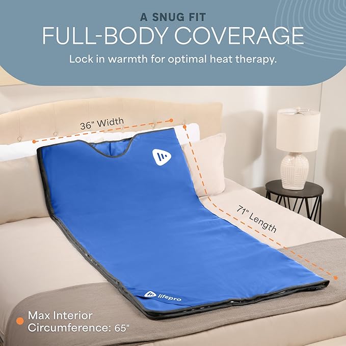 LifePro RejuvaWrap Far Infrared Sauna Blanket for Detox & Relaxation – Available in 5 Colors & 3 Models – Portable Sauna Blanket Infrared for Muscle Relief, Circulation & Recovery – 9 Heat Levels