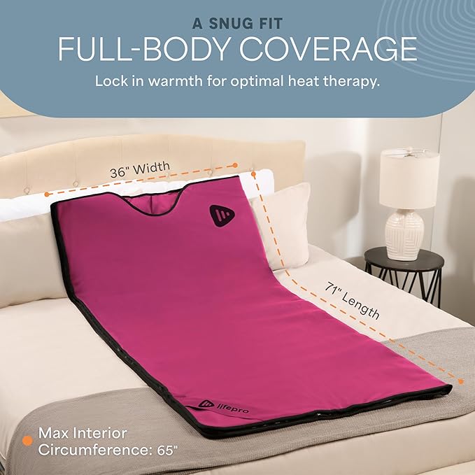 LifePro RejuvaWrap Far Infrared Sauna Blanket for Detox & Relaxation – Available in 5 Colors & 3 Models – Portable Sauna Blanket Infrared for Muscle Relief, Circulation & Recovery – 9 Heat Levels