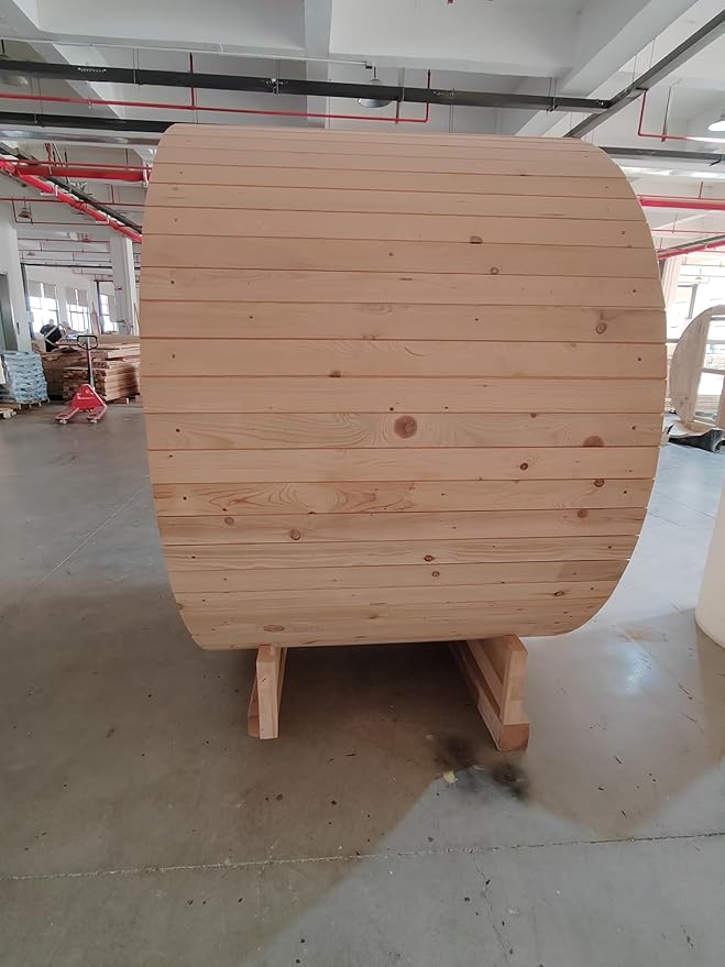 ZONEMEL Outdoor Barrel Steam Sauna, Canadian Red Cedar Sauna Room for 2 Person with 4.5KW ETL Certified TOULE Heater, Rocks, 8mm Tempered Glass, Waterproof System