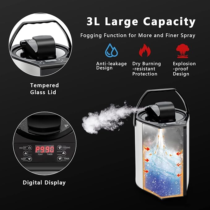 Giantex Portable Sauna, Sauna Box 3L Steam Box Remote Control, 9 Adjustable Temperature & Timer, Foot Roller, Mat & Foldable Chair, Steam Sauna for Single Person, Personal Sauna Tent for Home, Gray