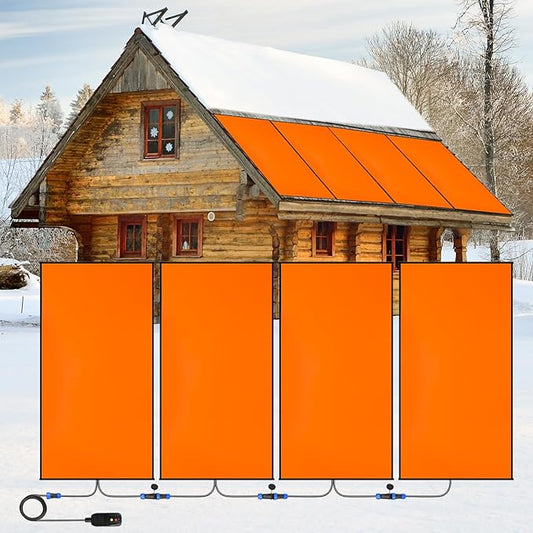 4-Pack Heated Roof Snow Melting Mats for Ice Dams, Roof Heat Panel, Self-Regulating Roof & Gutter De-Icing Kit with Energy-Efficient Heating Pads