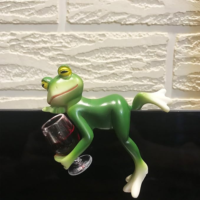 Miniature Frog Figurines Decor Cute Resin Frog Statue Sculpture Garden Planter Pots Indoor Outdoor Patio Balcony Home Desk One Lying