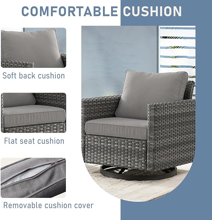 Patio Rocker Chairs: Swivel Outdoor Chairs Set of 4 with Wide Armrests