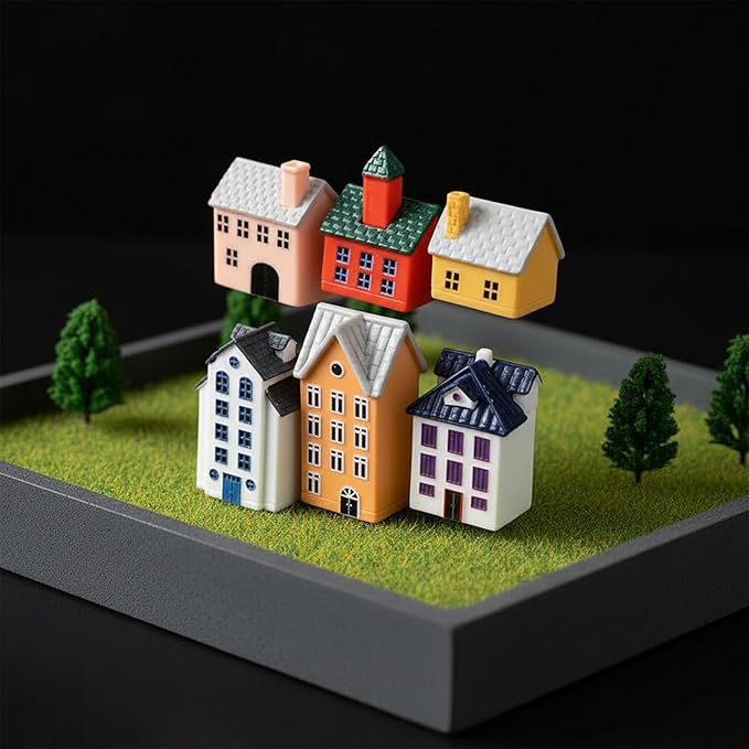 LUOZZY 6pcs Miniature Fairy Garden House Mini Cottage Figurine Miniature House Statues Dollhouse Fairy Garden Village Accessories