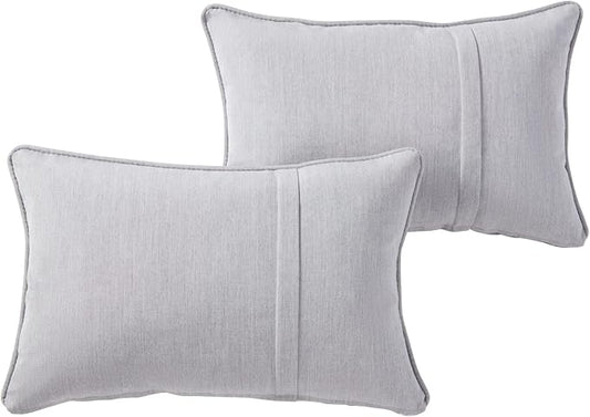 Greendale Home Fashions Sunbrella 21" x 14" Rectangle Outdoor Throw Pillow with Removable Cover (Set of 2), Canvas Granite 2 Count