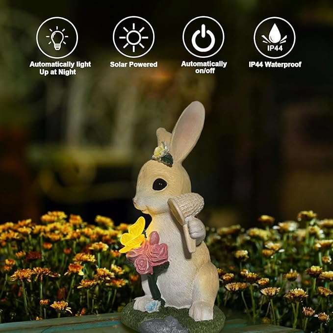 Solar Garden Decor Statues Outdoor, Birthday Gifts for Women Mom Grandma Senior Elder, Ornament for Balcony, Garden, Patio, Yard, Lawn